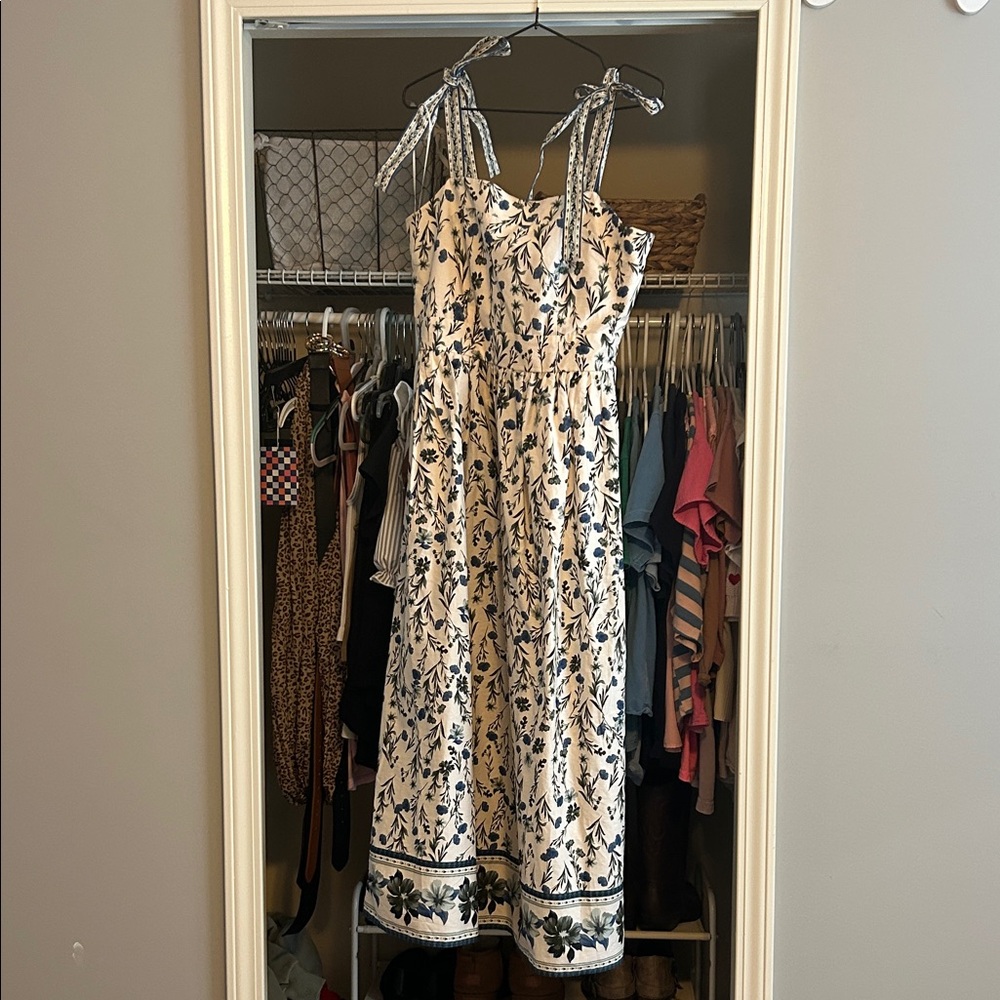 Joie Black and White Floral Midi Dress